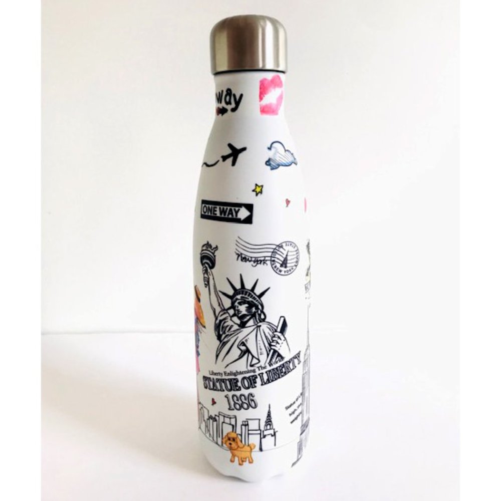 New York Collectible Souvenir Gift Stainless Thermal Water Cup Bottle - White